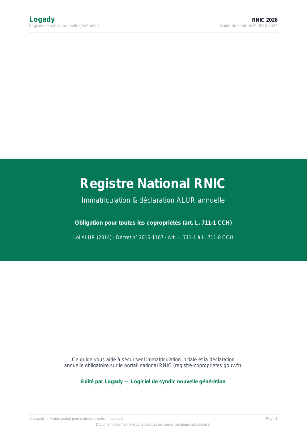 Apercu page 1 : Guide gratuit RNIC 2026 — Registre National d'Immatriculation